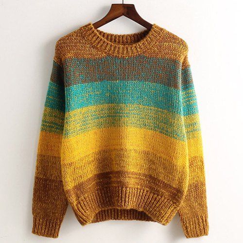 Yellow One Size(fit Size Xs To M) Trendy Round Collar Long Sleeve