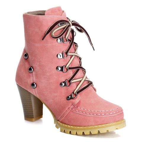 [39% OFF] Stylish Metal And Stitching Design Women's Short Boots | Rosegal