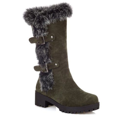 faux fur mid calf boots