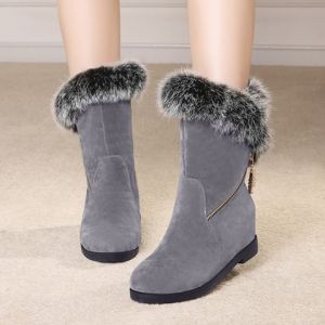 grey boots flat heel