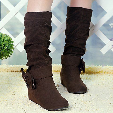 brown boots with bows