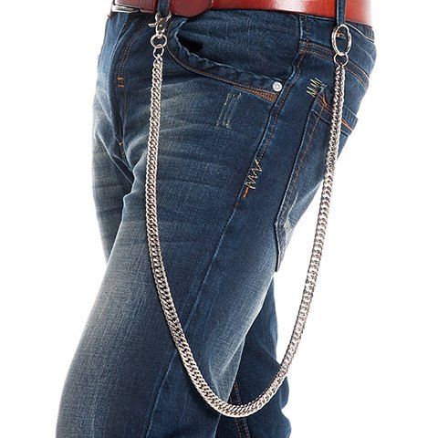 [42% OFF] Stylish Simple Overlong Silver Trouser Chain For Men | Rosegal