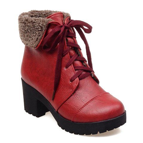[47% OFF] Stylish Round Toe And PU Leather Design Women's Short Boots ...