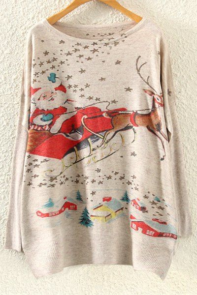 

Long Sleeve Christmas Deer Jumper, Beige