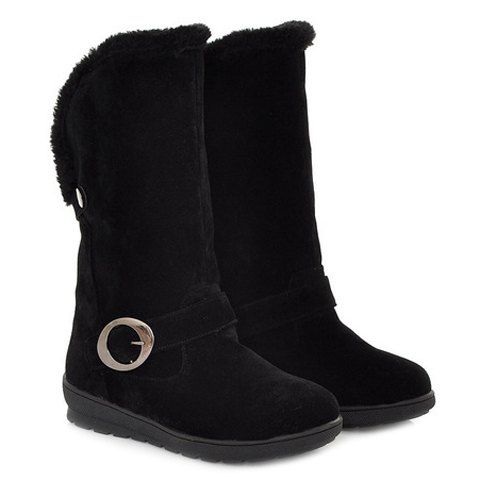 [41% OFF] Concise Buckle And Fold Over Design Women's Mid-Calf Boots ...
