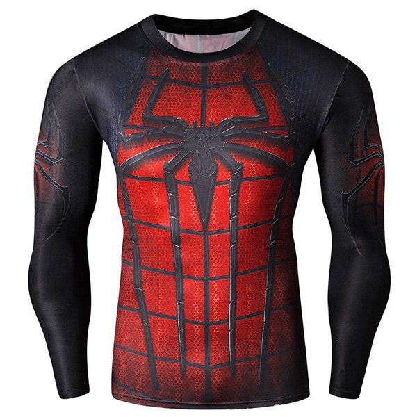 

Cool 3D Spider-Man Print Hit Color Skinny Quick-Dry Round Neck Long Sleeves Men' Superhero T-Shirt, Colormix