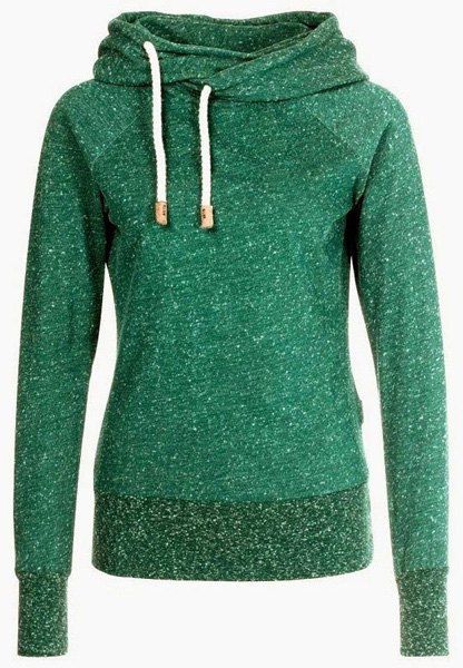 

Stylish Women' Hooded Long Sleeve Snow Pattern Hoodie, Green