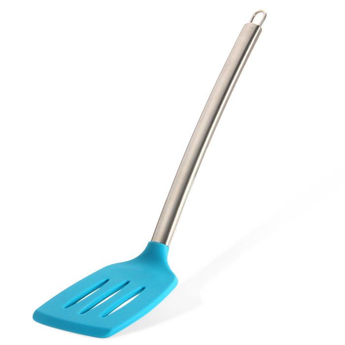 Blue Heat Resistant Silicone Spatula Stainless Steel Handle Turner Heat Resistant Silicone Spatula Stainless Steel Handle Turner Kitchen Utensils