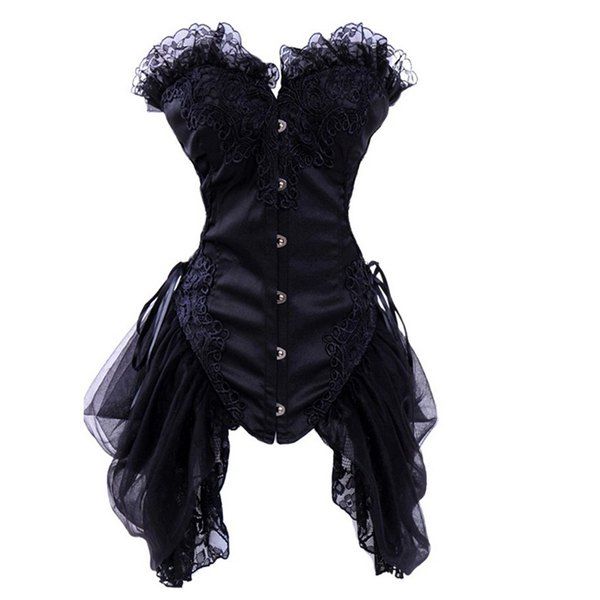 [44% OFF] Stylish Strapless Ruffled Lace Spliced Asymmetrical Corset ...