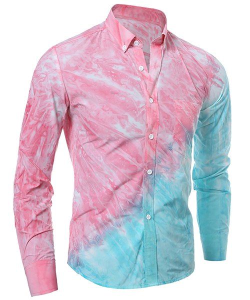[18% OFF] Tie Dye Print Button Down Shirt | Rosegal