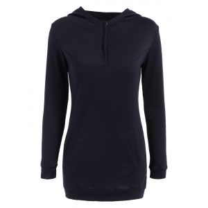 

Trendy Hooded Long Sleeve Solid Color Hoodie For Women, Cadetblue