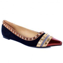 Fashion Rivets and Color Block Design Women's Flat Shoes