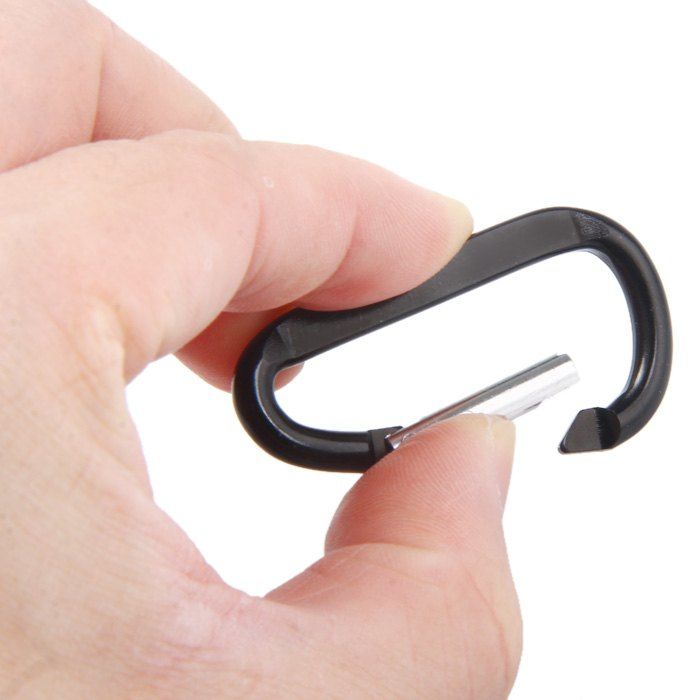 

D Shaped Oblate Carabiner Hanging Buckle, Black;black;silver
