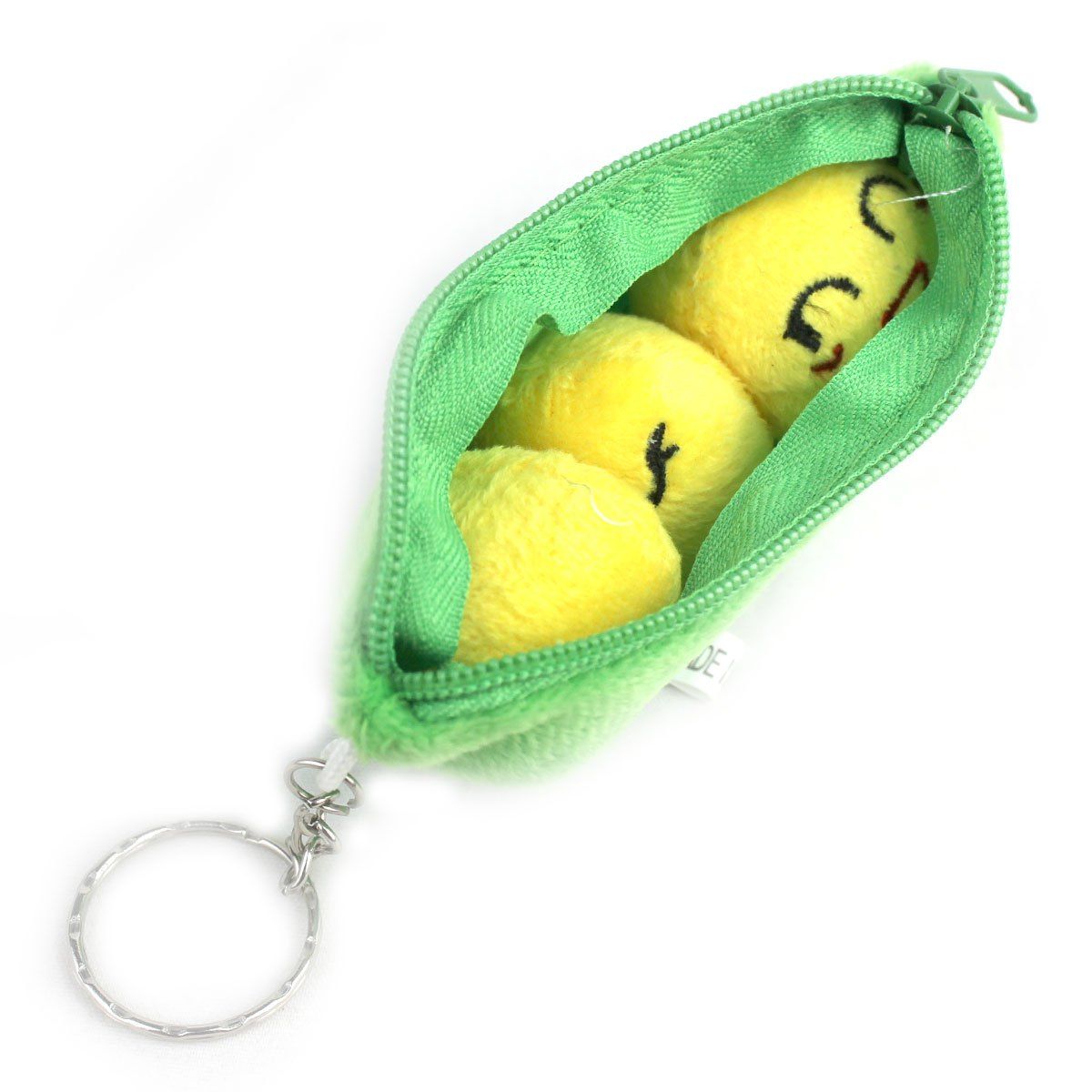 

2 in 1 Cute Plush Soybeans Pod Style Wallet Bag Key Ring, Green