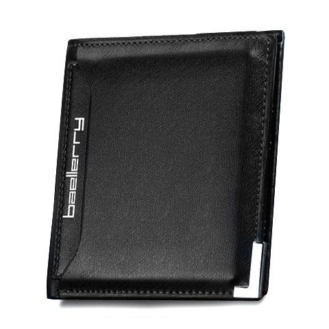 

Faux Leather Flap Short Wallet, Black