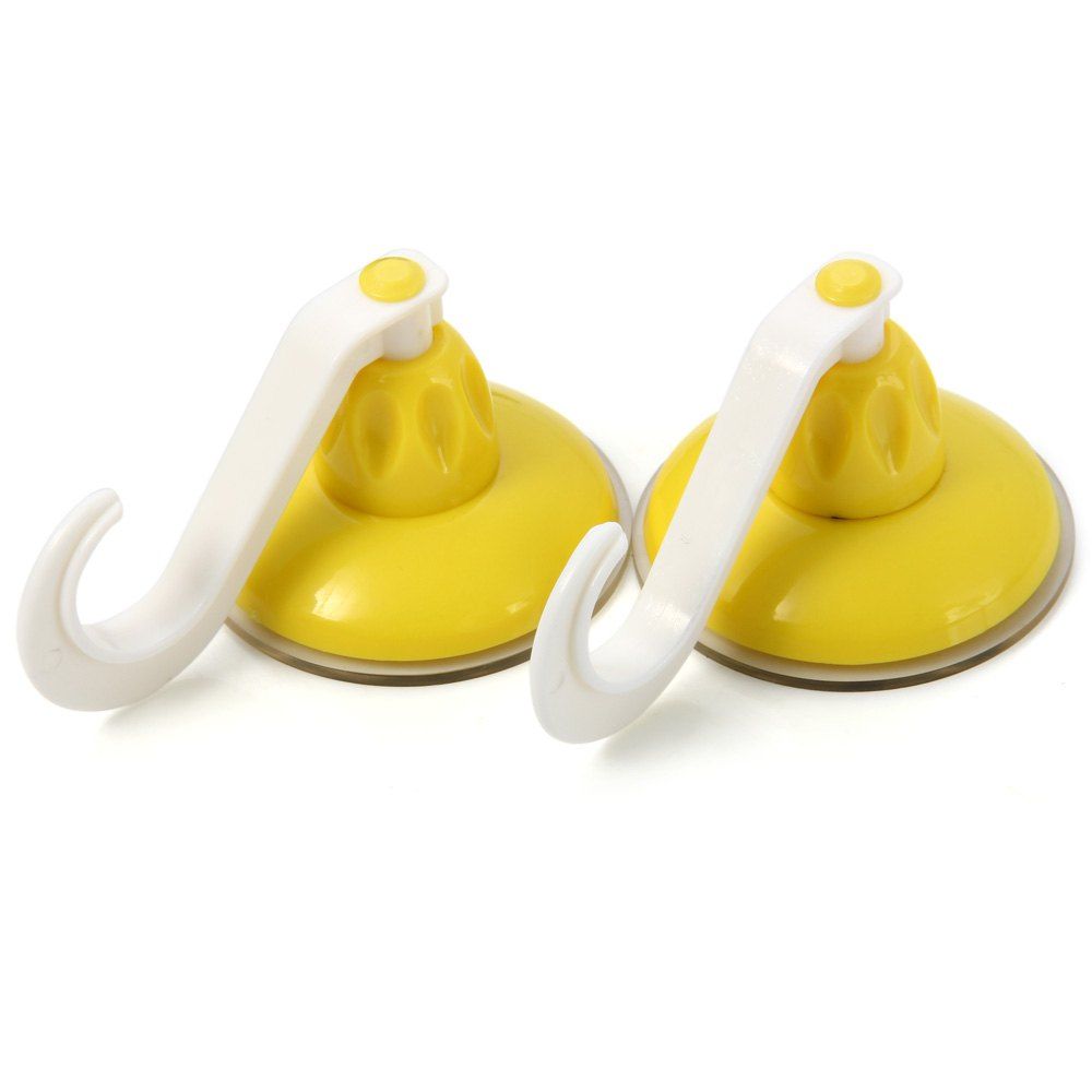 

2PCS Plastic Suction Cup Hanger Hook Cloth Towel Hanging Tool, Yellow