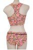 Chic Floral Printed Zip Up Tank Top and Briefs Two-Piece Swimwear For Women -  