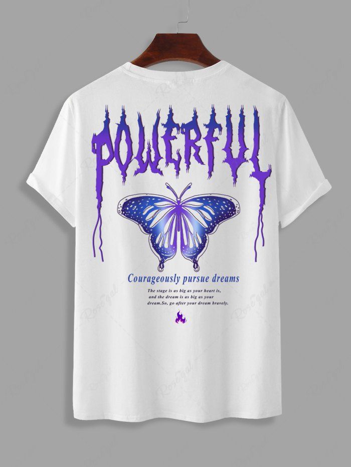 Online POWERFUL Butterfly Graphic Pattern Short Sleeves T-shirt  