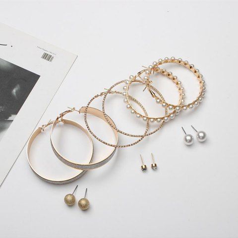 Circle Hoops Twisted Hoop Earring Set Mixed Round Ear Pearl Sets