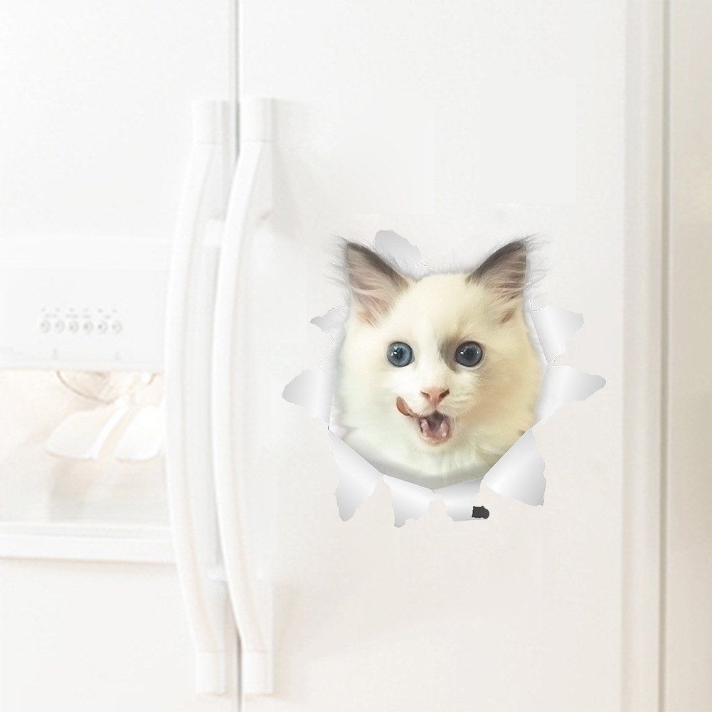 

New 3D Broken Wall Kitten Puppy Wall Stickers Toilet Stickers Explosions AliExpress Best Selling Small Stickers Cartoon, Zypa-14109-n