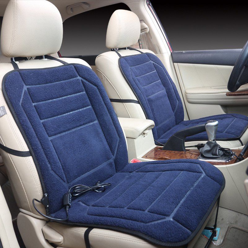 

Car Heating Cushion 12V Heating Seat Cover Car Electric Heating Seat Office Winter Wool Velvet, Blue - single seat