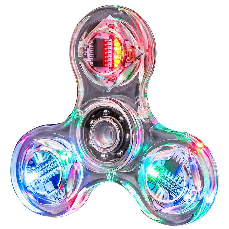 

Casual Led Fingertip Gyro Three-leaf Flash Transparent Decompression Toy, Led plastic transparent fingertip gyro