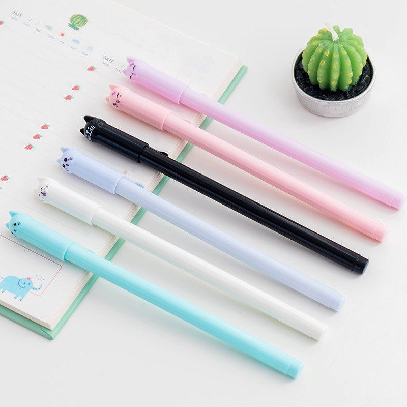 

Creative Stationery Cute Cat Student 0.5 Needle Black Gel Pen, Pink