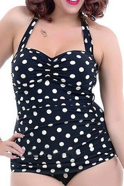 [32 Off] Stylish Halter Polka Dot Printed One Piece Swimwear For Women