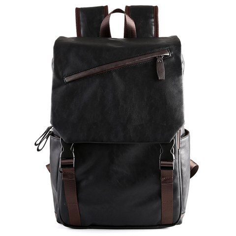 Black Fashion Pu Leather And Black Design Backpack For Men | RoseGal.com