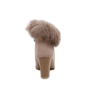 chunky heel boots with fur