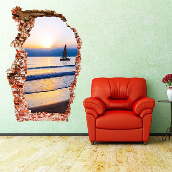 

Hot Sale Sunset and Sea Design 3D Wall Sticker, Colormix
