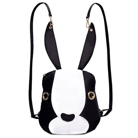 

Cute Bunny Shape and Color Block Design Satchel For Women, White and black
