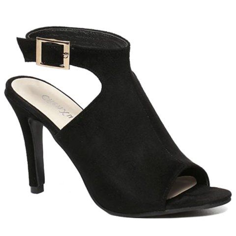black wrap sandals heels