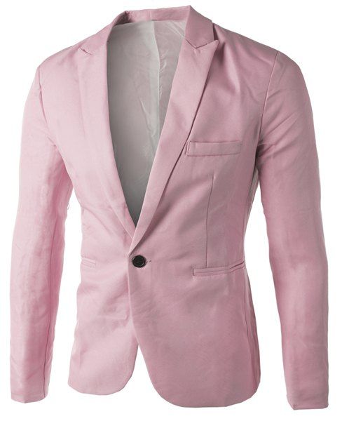 Latest Casual Tailored Collar Single Button Solid Color Blazer For Men  