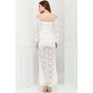 maxi sheath sheer prom shoulder lace dress dresses rosegal