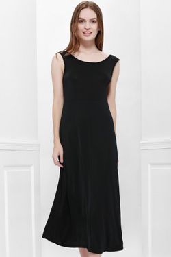 Bohemian Style Delicate Scoop Neck Solid Color V-Shape Backless Black Sleeveless Maxi Dress For Women - BLACK - ONE SIZE(FIT SIZE XS TO M)