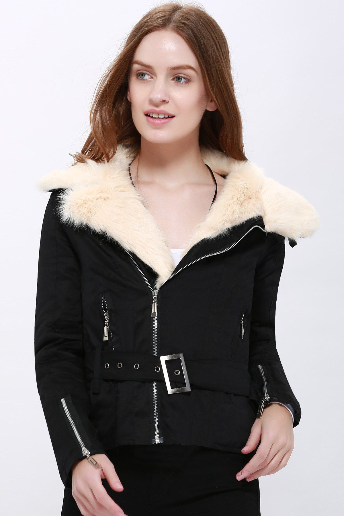 [33% OFF] Stylish Turn-Down Collar Long Sleeve Coat For Women | Rosegal