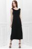 Bohemian Style Delicate Scoop Neck Solid Color V-Shape Backless Black Sleeveless Maxi Dress For Women -  