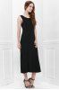 Bohemian Style Delicate Scoop Neck Solid Color V-Shape Backless Black Sleeveless Maxi Dress For Women -  