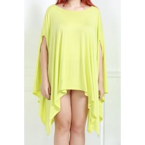 

Asymmetric Loose Tunic Casual Dress, Lemon yellow