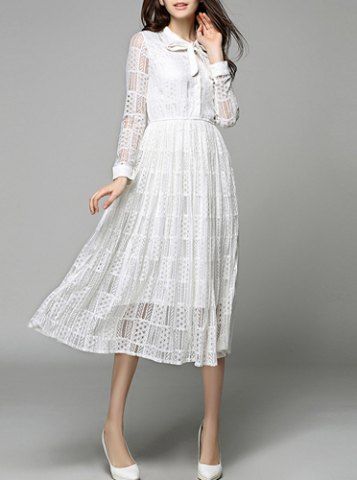 White Xl Lace Long Sleeve Swing Wedding Dress 