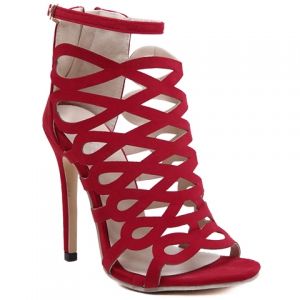 High Heel Caged Sandals with Ankle Strap
