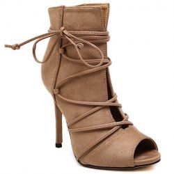 Trendy Lace-Up and Peep Toe Design Pumps For Women