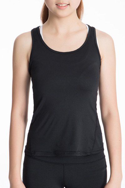 

Scoop Neck Racerback Yoga Running Tank Top, Black