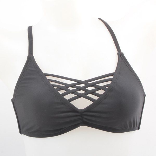 [38 OFF] Sexy Spaghetti Strap Cut Out Solid Color Women's Bra Rosegal