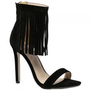 Suede Lace Up Fringe Sandals