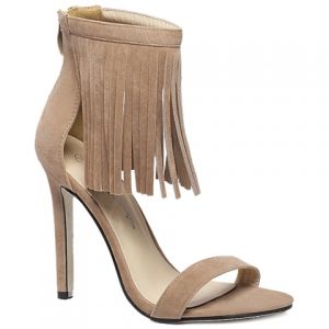 Suede Lace Up Fringe Sandals