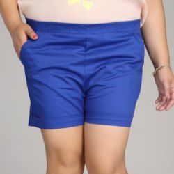 Casual solides Color Plus Shorts Taille pour les femmes - Bleu Saphir L