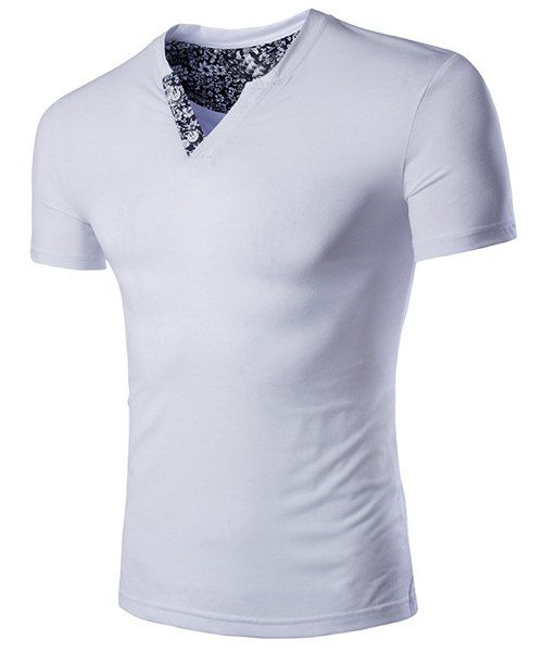 [58% OFF] Slim Fit V-Neck Short Sleeve T-Shirt | Rosegal