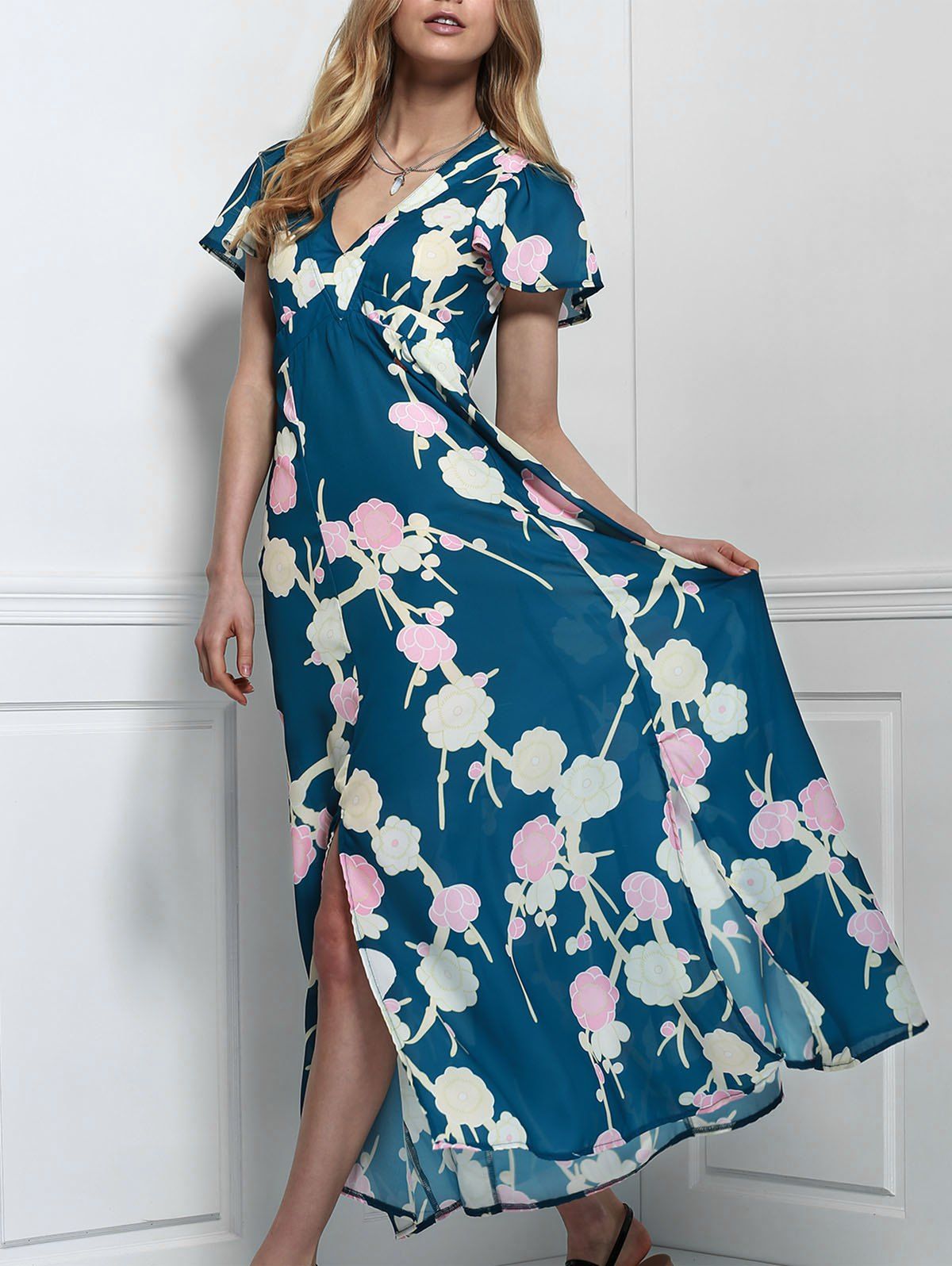 floral cut out maxi